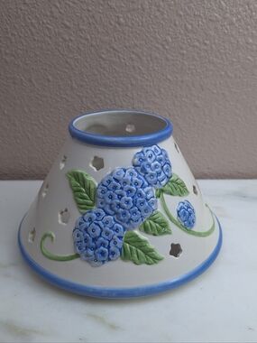Ceramic Floral Candle Shade Topper Jar Sleeve Garden Flowers